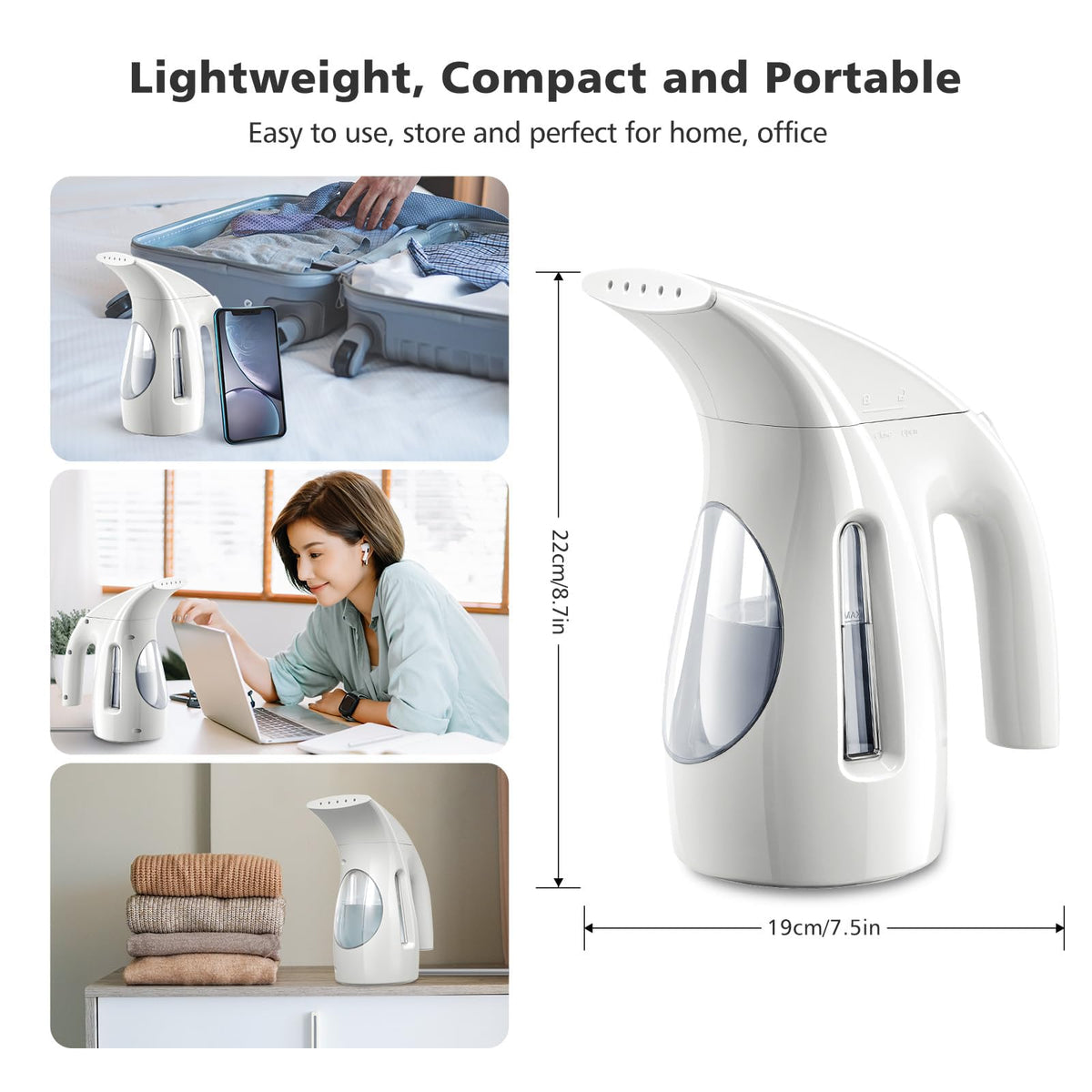 HiLIFE Steamer for Clothes, Portable Handheld Clothing Steamer, 240ml Big Capacity, 700W, Strong Power, Fabric Quick Wrinkle Remover with Brush for Home, Office(ONLY 120V)(Ink Black)