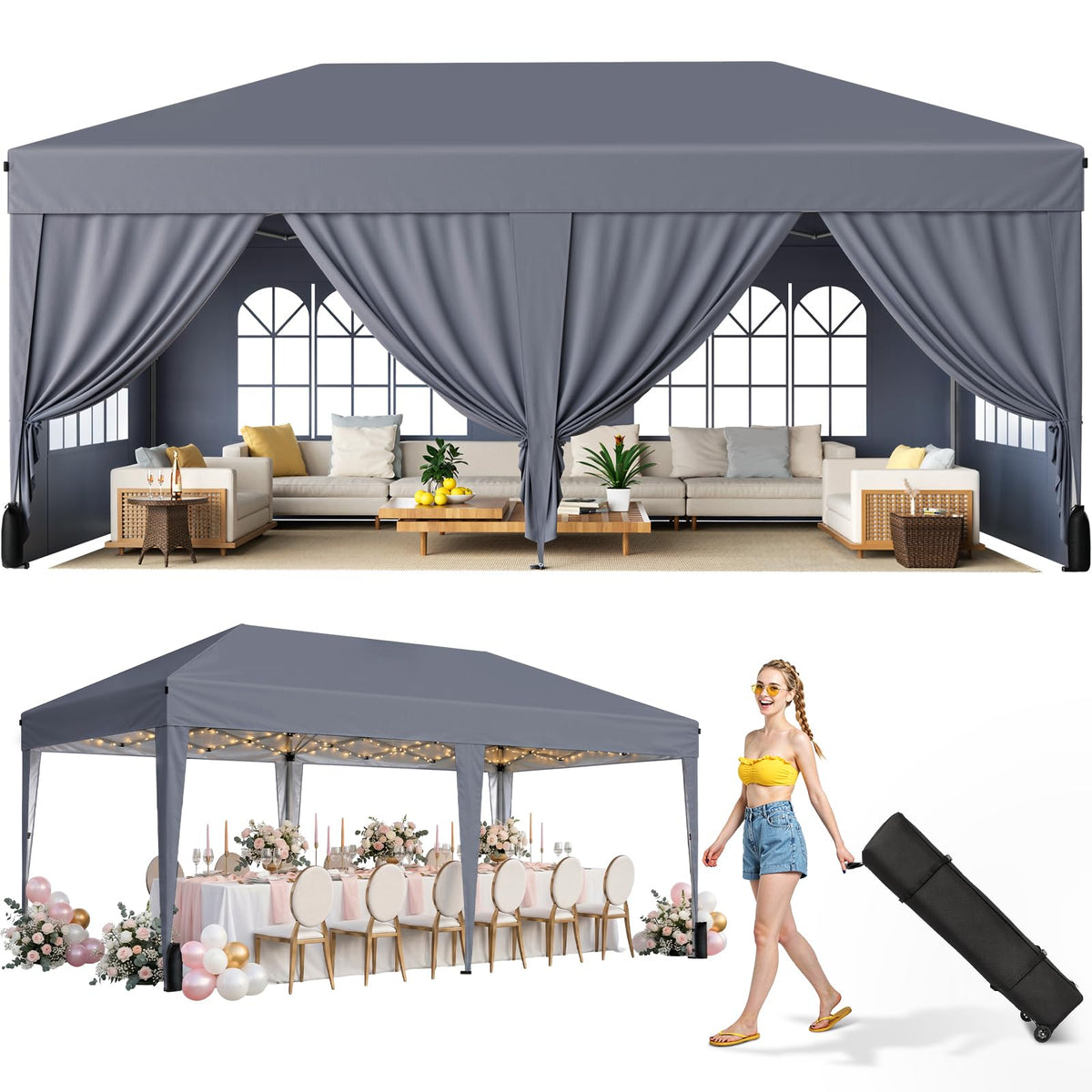 10x10 Pop Up Canopy Tent with One-Push Center Lock,Dark Gray Father Jim Norris notebooks