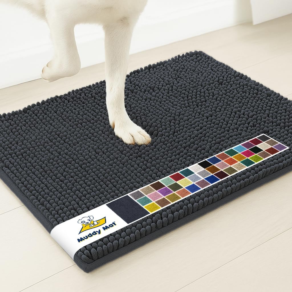 Muddy Mat® | Super Water Absorbent Door Mat Indoor, Microfiber Quick Dry Chenille Entryway Rug, Slip Resistant Front Door Mat, Indoor Mats for Entryway, Machine Washable Pet Rug, Grey 28"x18" Father Jim Norris notebooks