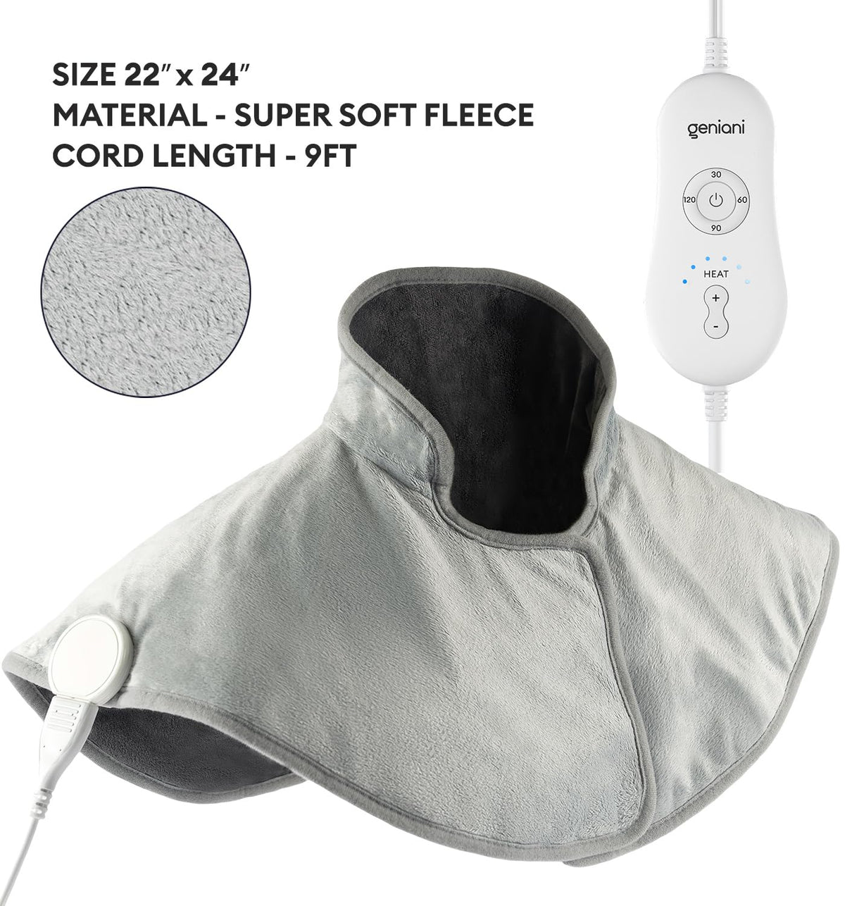GENIANI XXL Heating Pad for Back Pain & Menstrual Pain Relief, Electric Throw Auto Shut Off,