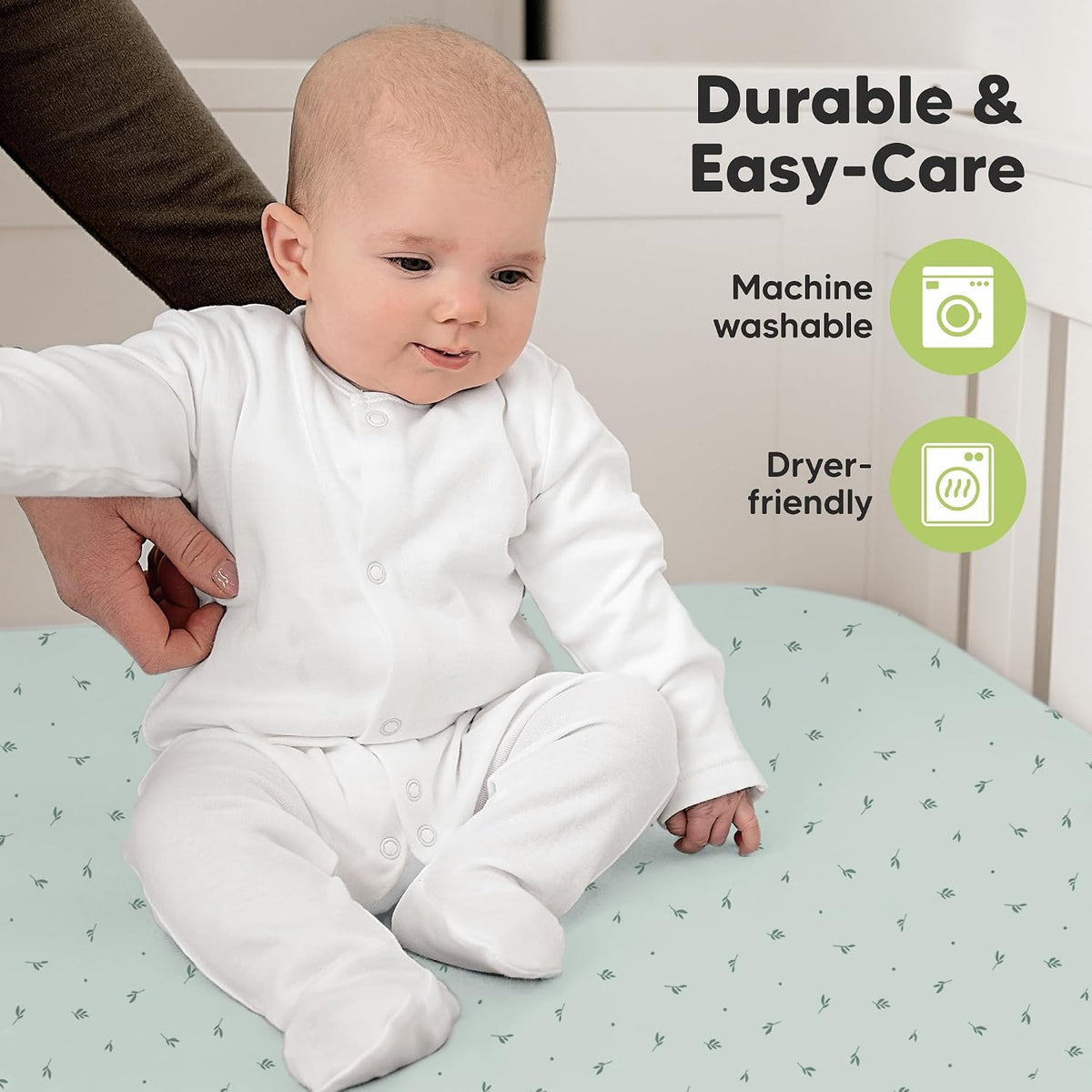 KeaBabies 2pk Organic Cotton Crib Sheets for Boys Girls 52x28, ABC Land Sky