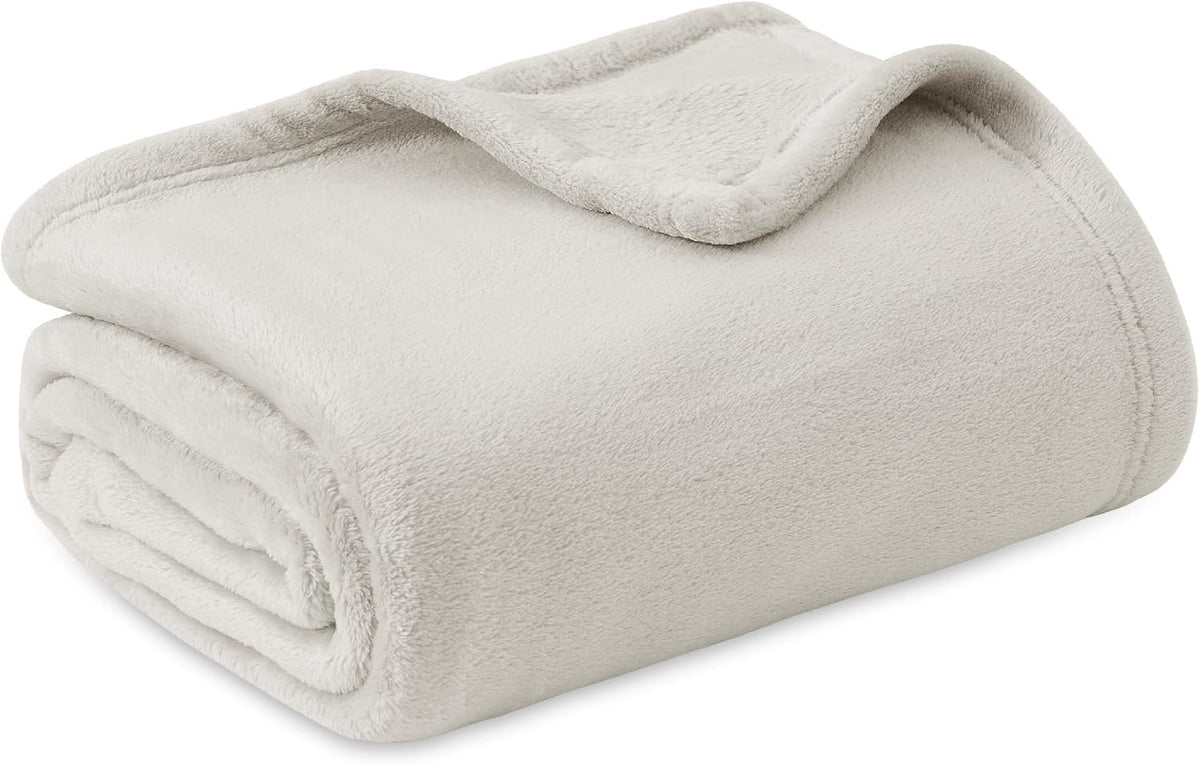 Bedsure Fleece Bed Blankets Queen Size Grey - Soft Cozy Warm Halloween Fall Throw Blanket Lightweight Room Home Decor, Christmas Decorations Gifts for Women and Men, 90x90 inches