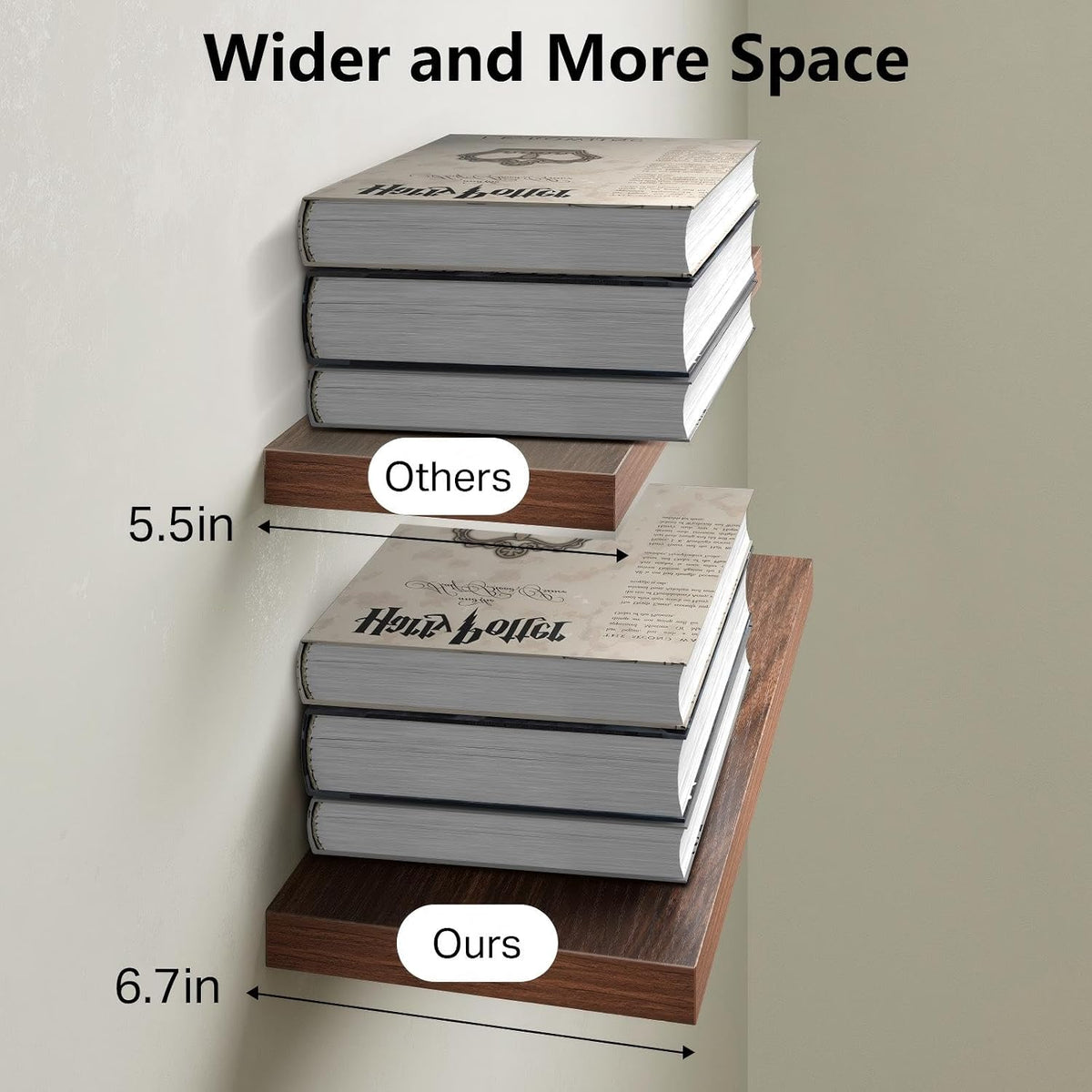BAYKA Rustic Brown Bathroom Floating Shelves, 15.7in, 3Pk, Wall Mount Shelf