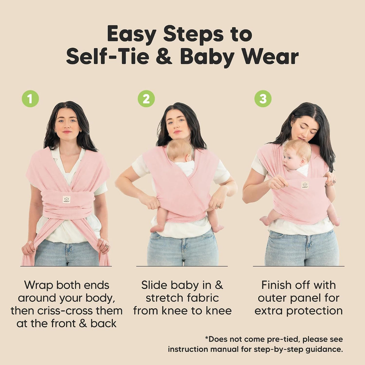 KeaBabies Baby Wrap Carrier, All in 1 Original Baby Carrier, Trendy Black