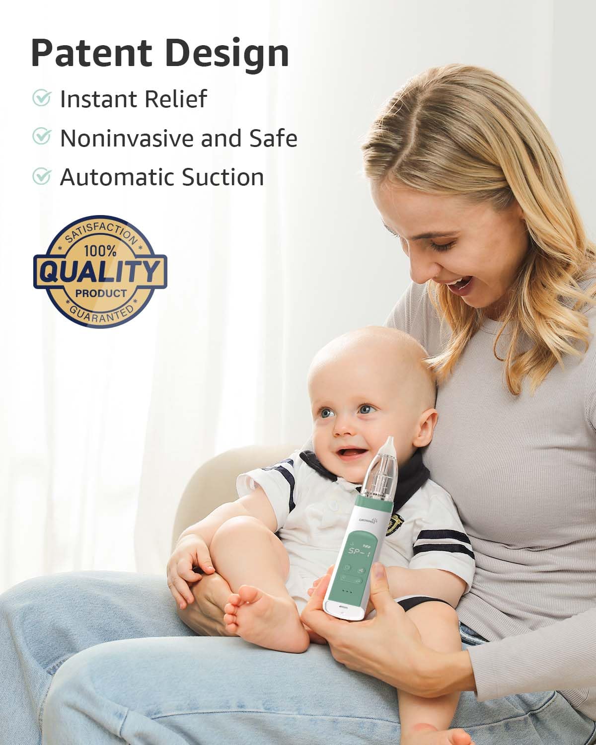 GROWNSY Baby Nasal Aspirator, Electric Nose Sucker, Powerful Suction,Grey