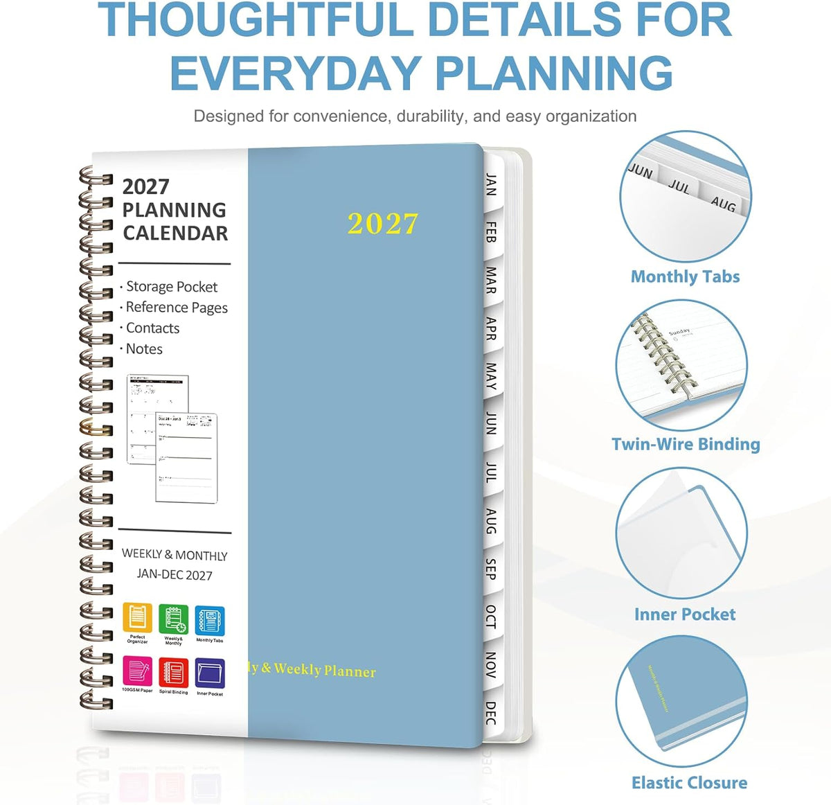 2027 Planner, Weekly and Monthly Calendar Planner Book, A5(6.3'' x 8.5'') Father Jim Norris notebooks