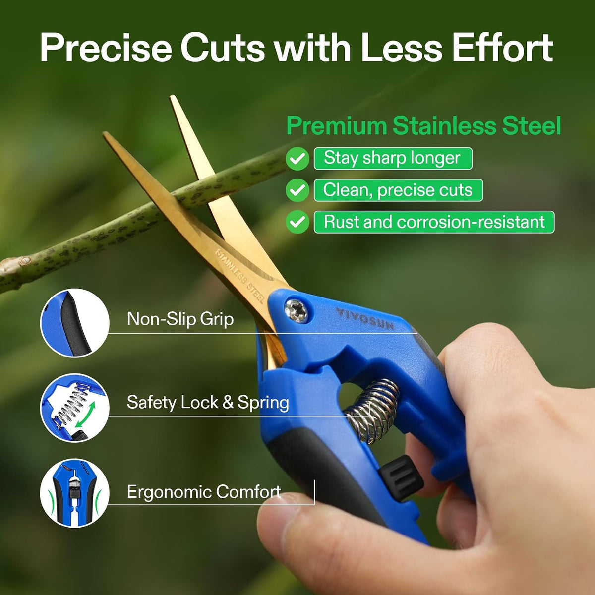 VIVOSUN 6.5 Inch Gardening Scissors Hand Pruner Pruning Shear with Straight Stainless Steel Blades Orange 1-Pack Father Jim Norris notebooks
