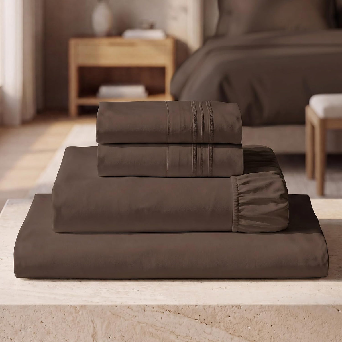 Mellanni Iconic 3-Piece Bed Sheet Set, 16" Deep Pocket (Twin, White)