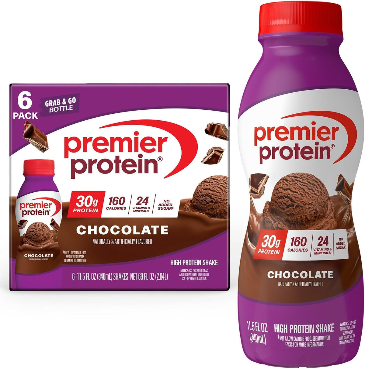 Premier Protein 30g High Protein Shake, Chocolate, 12 Pack