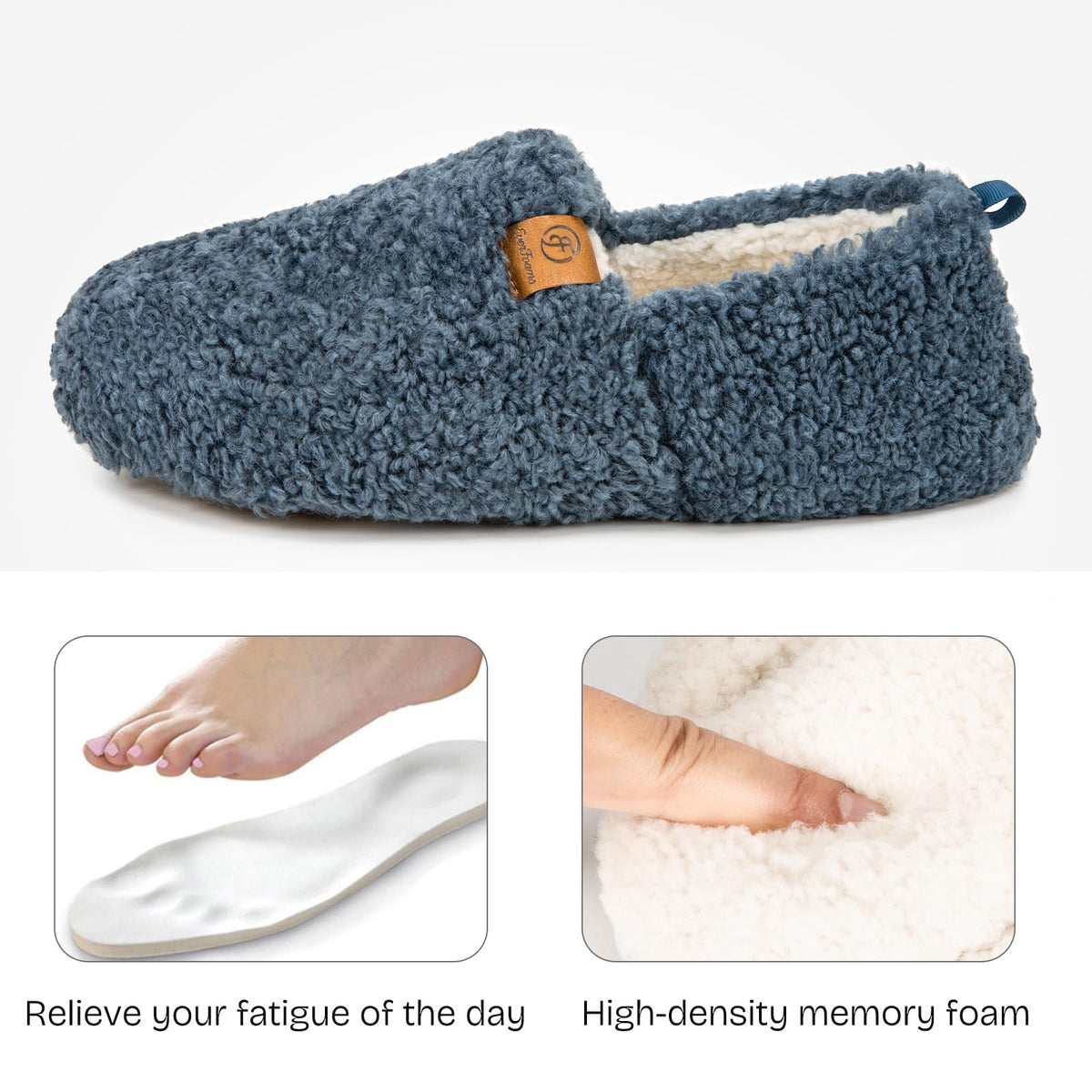 EverFoams Women’s Soft Curly Slippers Memory Foam Lightweight House Shoes