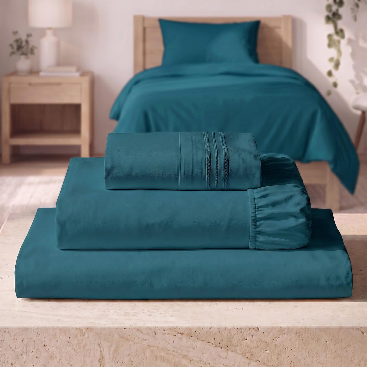 Mellanni Iconic 3-Piece Bed Sheet Set, 16" Deep Pocket (Twin, White)
