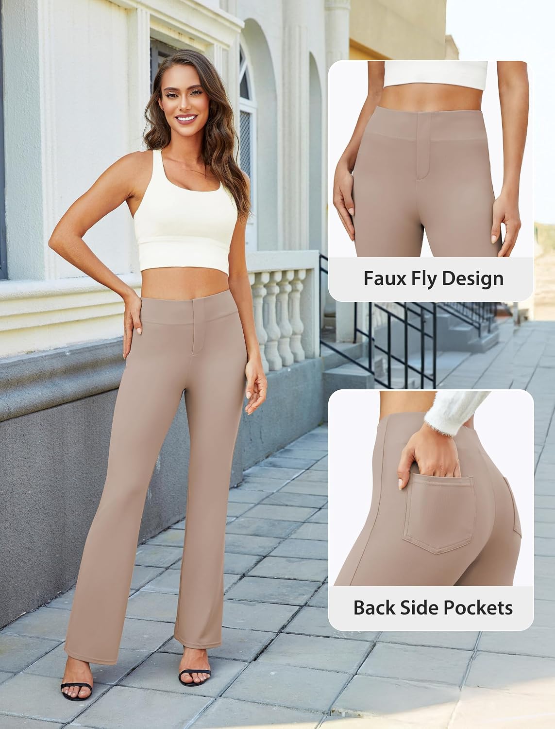 DLOODA Womens Bootcut Dress Pants Business Casual Work Pants with Pockets