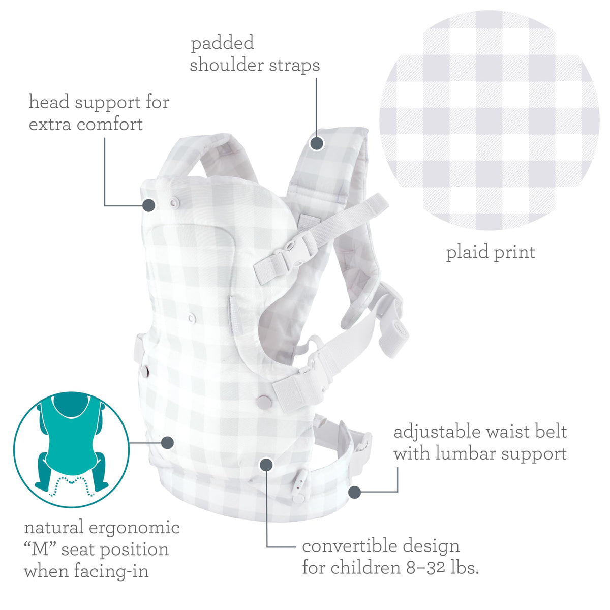 Infantino Flip 4-in-1 Baby Carrier Convertible Ergonomic, Gray