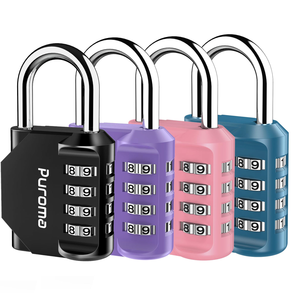 Puroma 2 Pack Combination Lock Locker 4 Digits Combo Padlock Gym Black