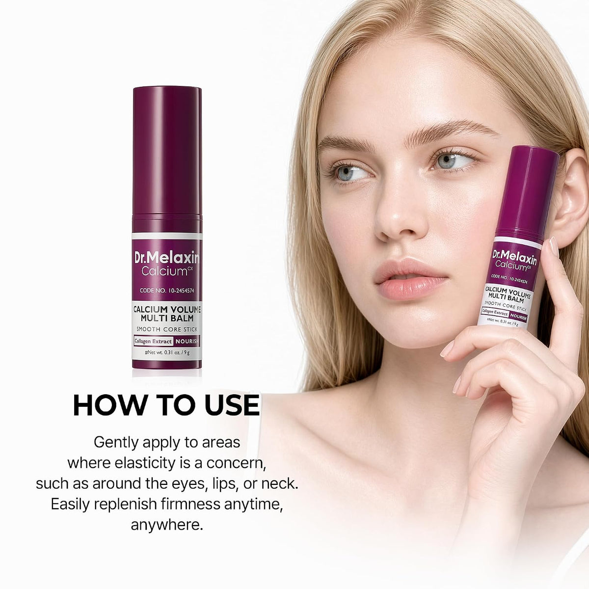Collagen Multi Balm Stick, Calcium & Adenosine Korean Wrinkle Stick for Eye, Neck & Face,