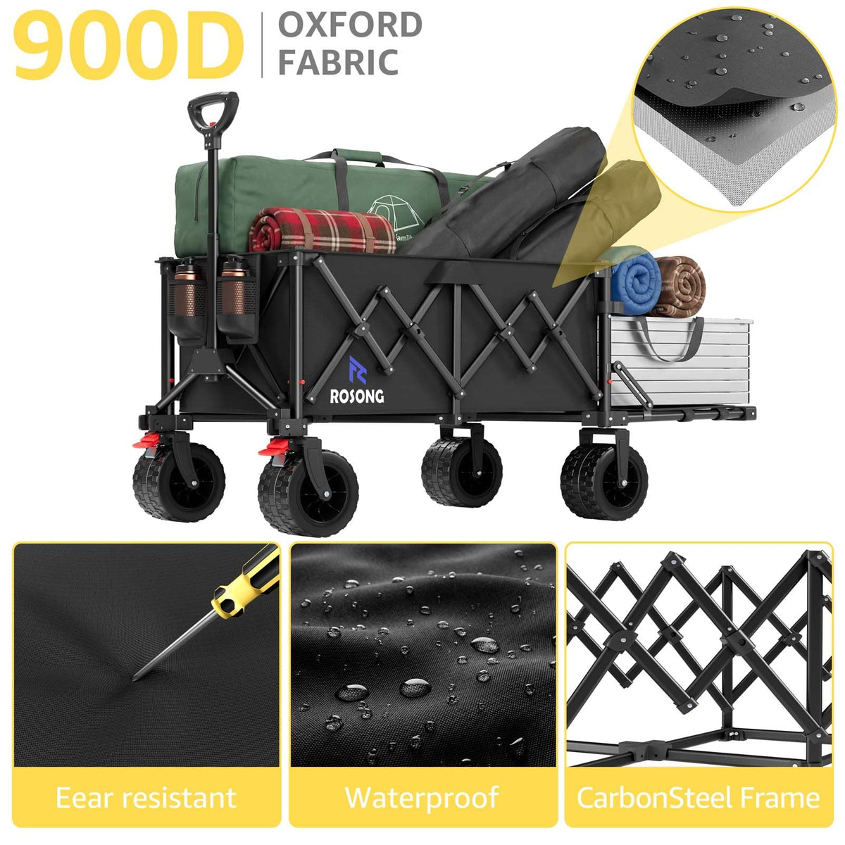 ROSONG Collapsible Wagon Cart with Wheels Foldable - Folding Utility Heavy Duty Wagons Carts for Grocery Sports Garden Shopping Camping Wheelbarrows (Pink, 120L) Father Jim Norris notebooks