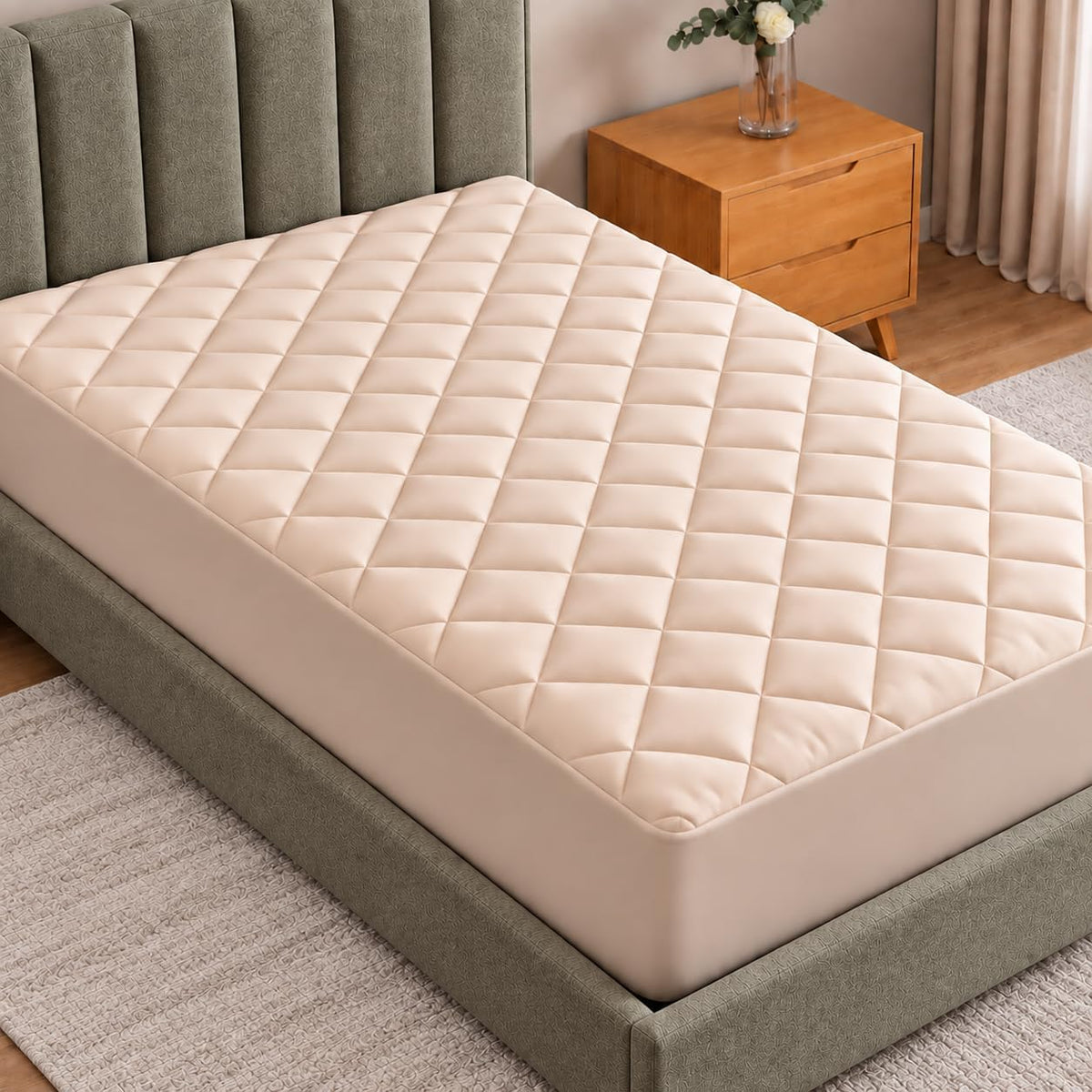 Queen Mattress Pad, Quilted Mattress Protector Topper fits 16" Deep Pocket