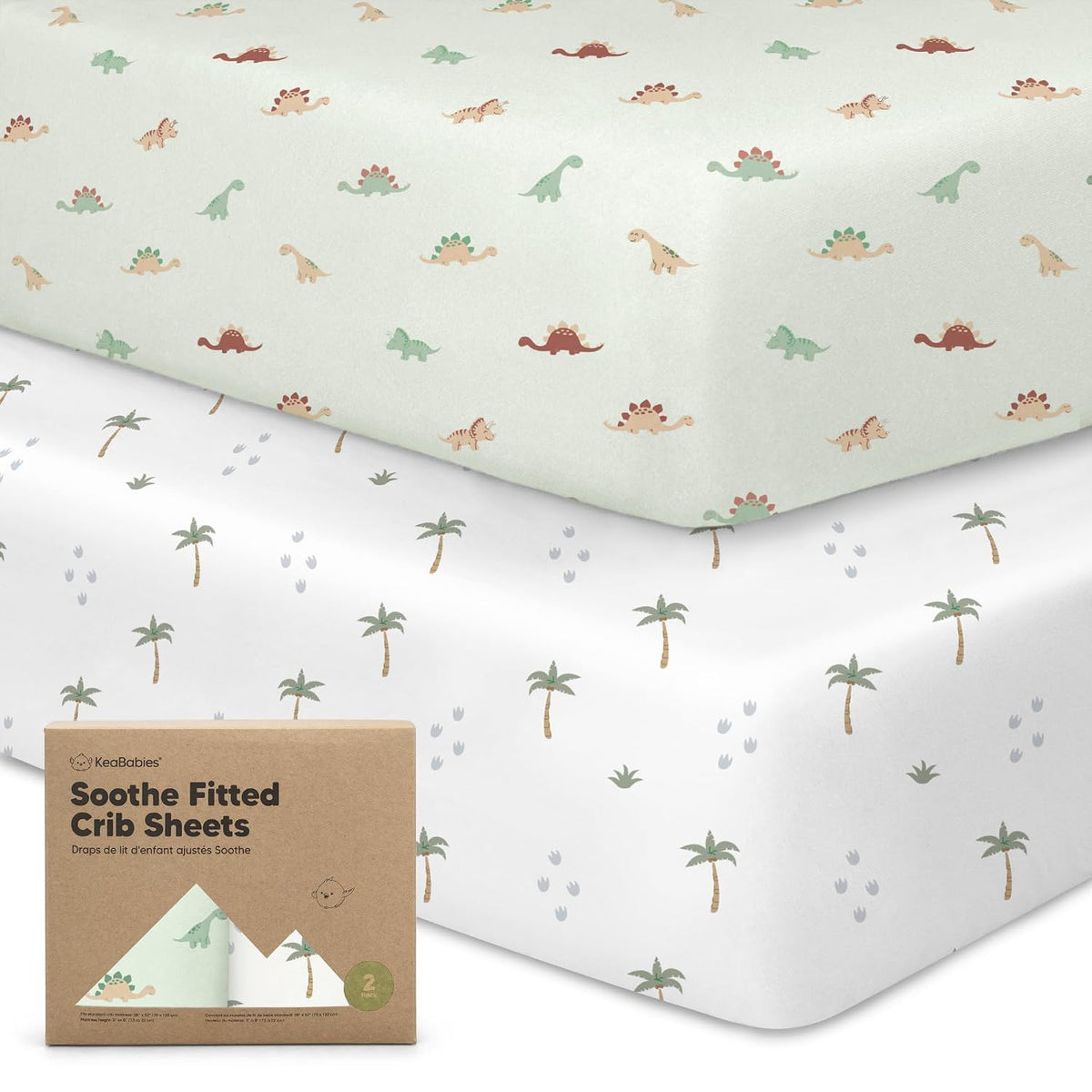KeaBabies 2pk Organic Cotton Crib Sheets for Boys Girls 52x28, ABC Land Sky