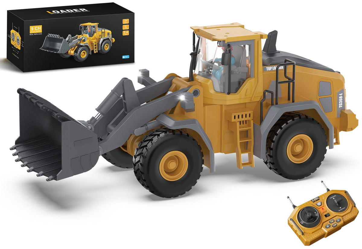 KIDMARKT Remote Control Excavator Toy for Boys, 11-Channel RC Construction Truck with Metal Parts, Lights & Dual Batteries, 120 Minutes Playtime, Rechargeable Digger Toy for Kids Ages 3-12, STEM Gift