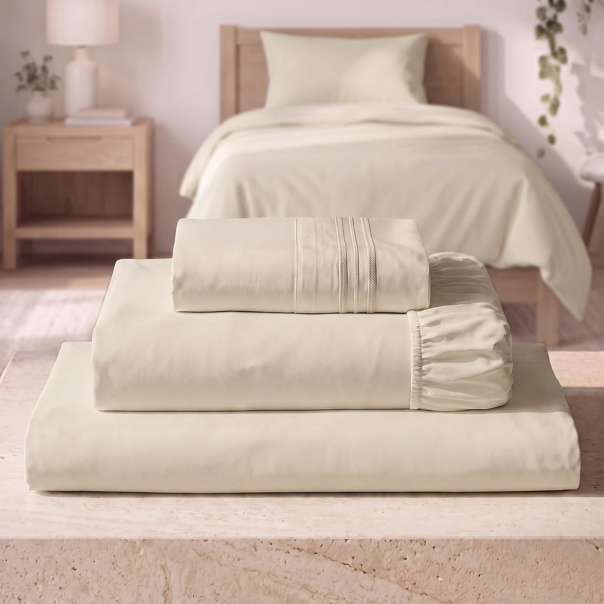 Mellanni Iconic 3-Piece Bed Sheet Set, 16" Deep Pocket (Twin, White)
