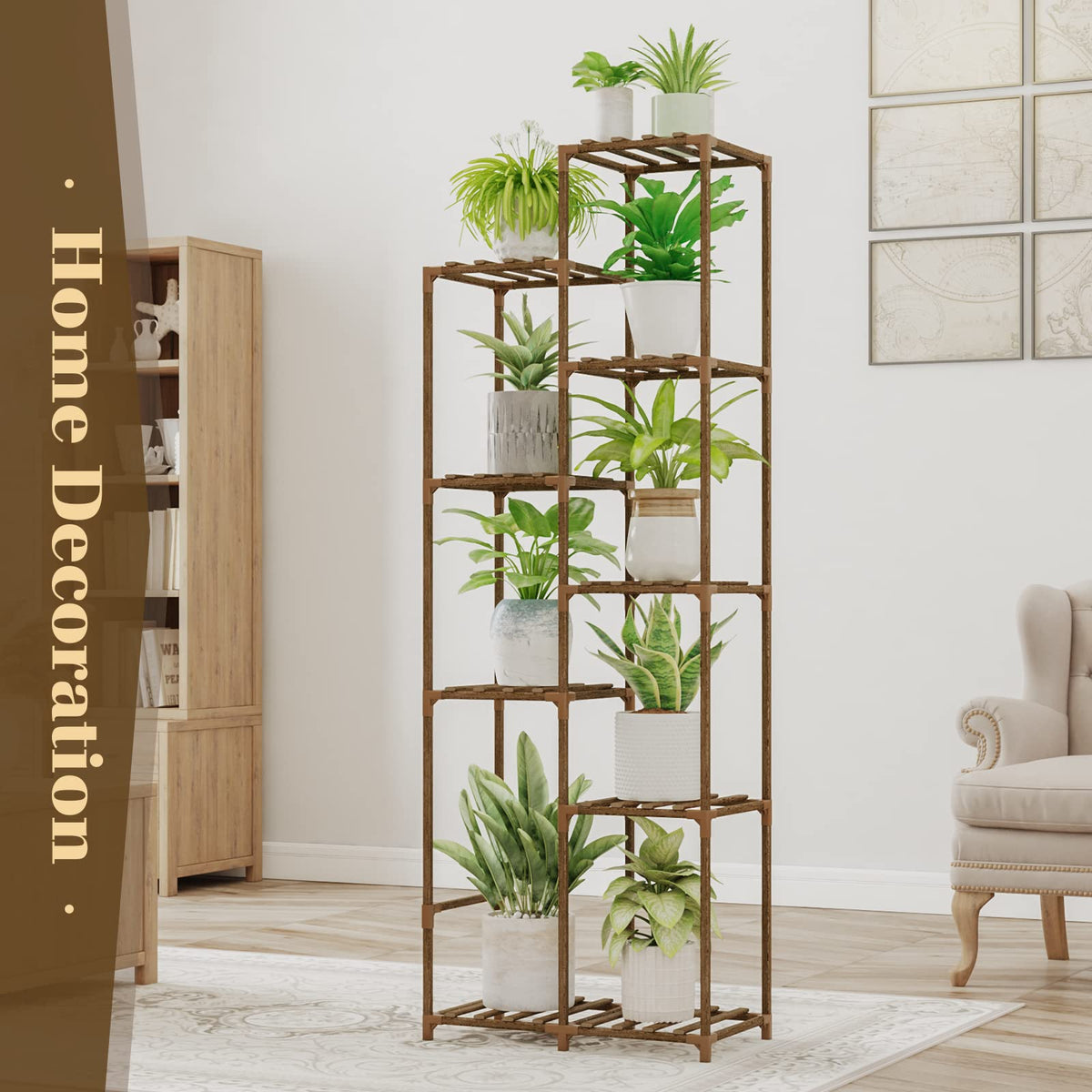 Bamworld Plant Stand Indoor with Flower Fairy Lights Battery Plant Shelf Father Jim Norris notebooks