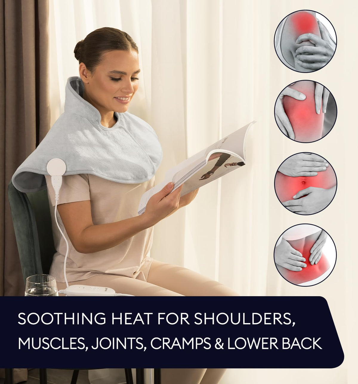 GENIANI XXL Heating Pad for Back Pain & Menstrual Pain Relief, Electric Throw Auto Shut Off,