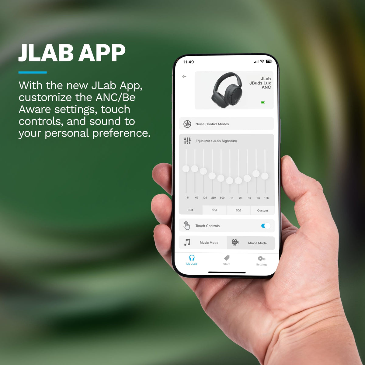 JLab JBuds Lux ANC Wireless Over-Ear Headphones, Limited Edition Navy Father Jim Norris notebooks
