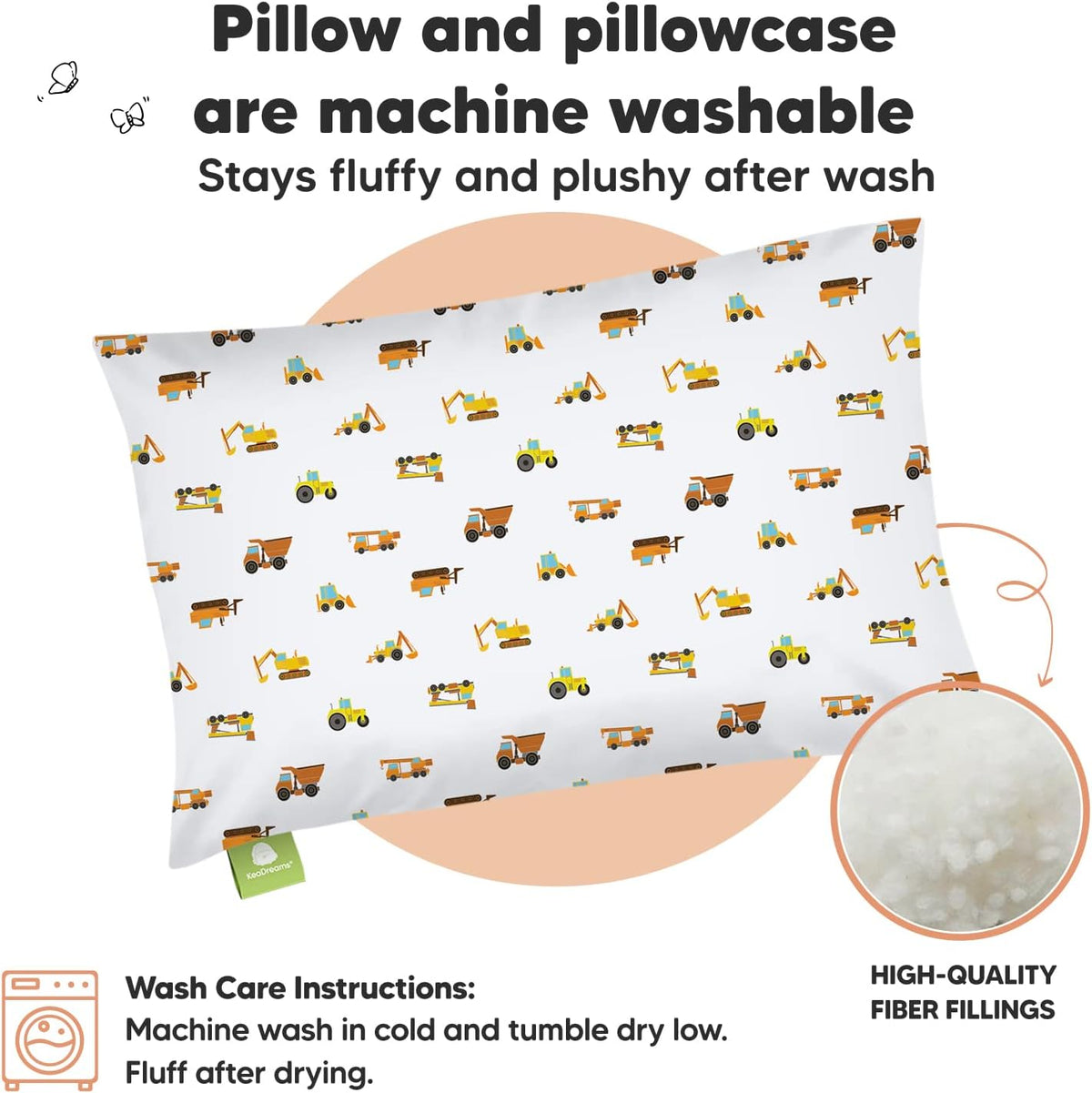 Toddler Pillow with Pillowcase, 13x18 My Little Dreamy Pillow (ABC Land)