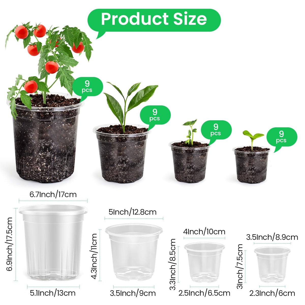 Bluepro Clear Nursery Pots with Humidity Domes, 4 Inch, 30-Pack Father Jim Norris notebooks