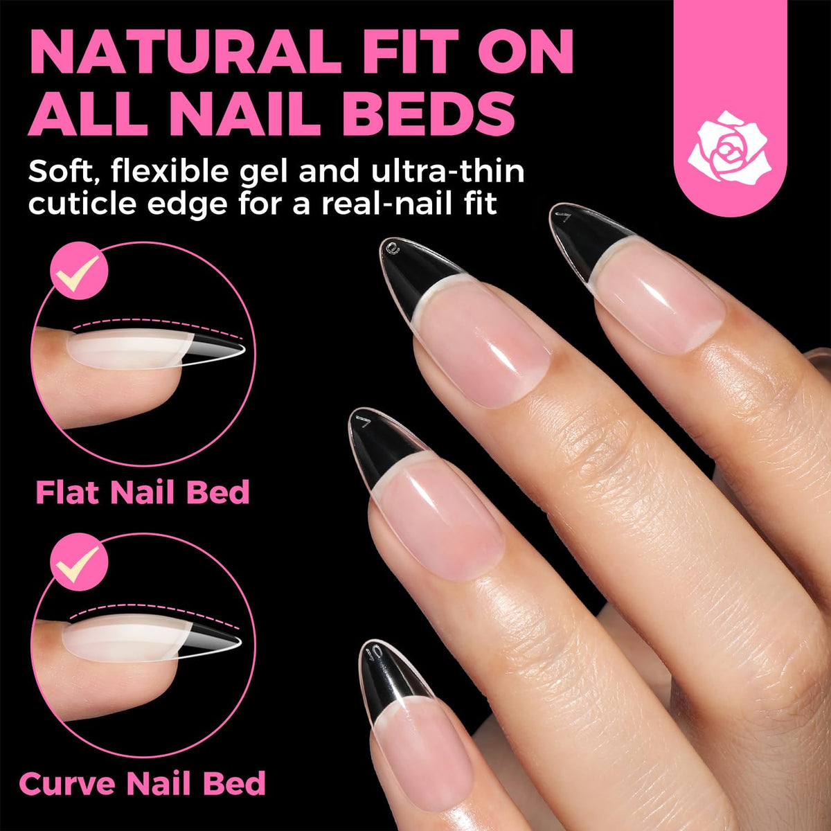 UNA GELLA Short Almond Nail Tips 504PCS Short Fake Nails Soft Press Ons