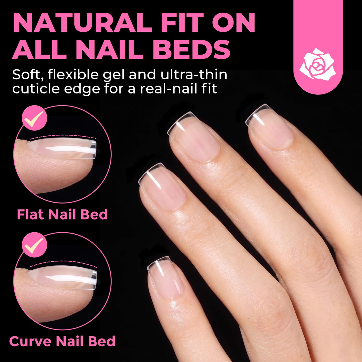 UNA GELLA Short Almond Nail Tips 504PCS Short Fake Nails Soft Press Ons