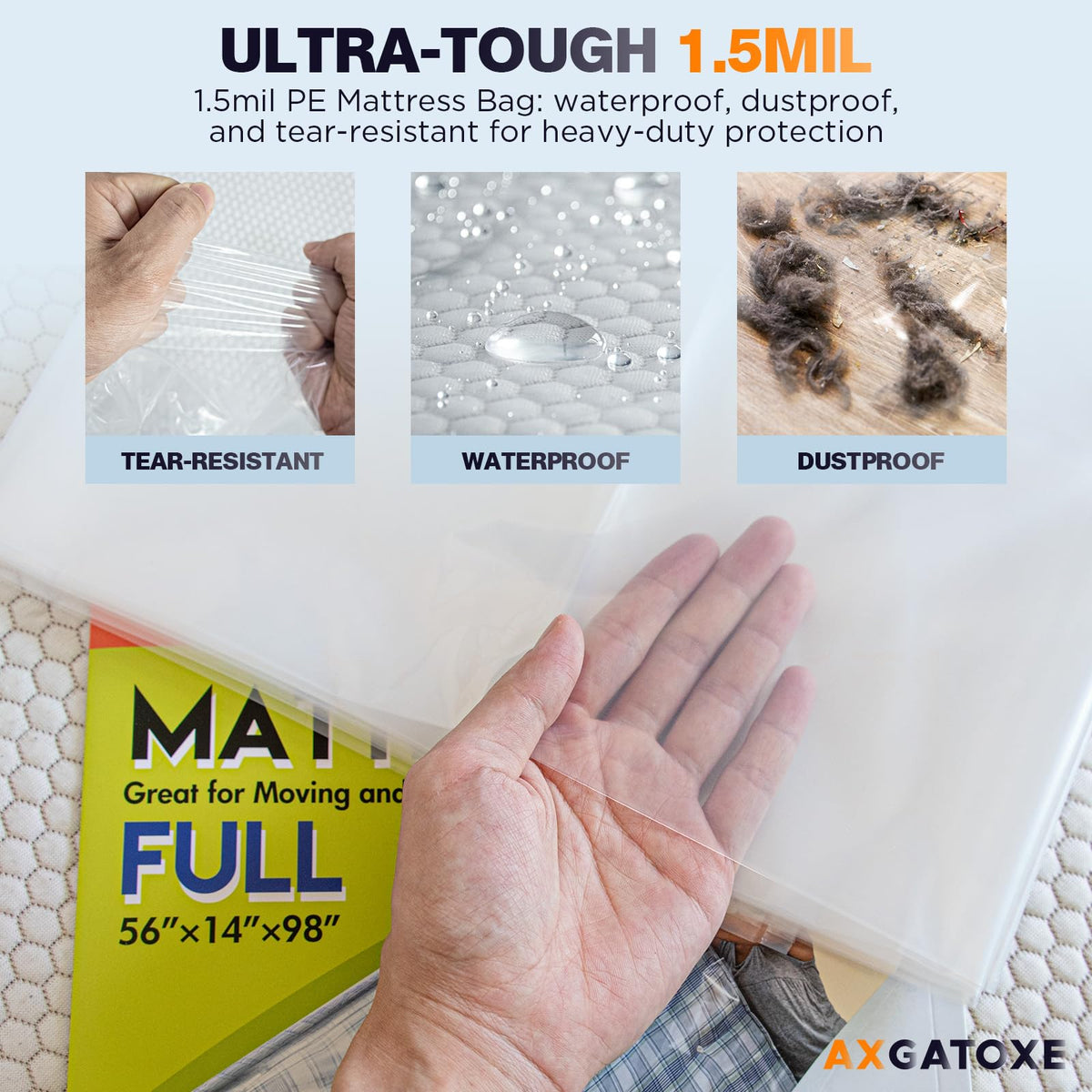 Plastic Mattress Bag for Moving Storage, King Size (1.5MIL)