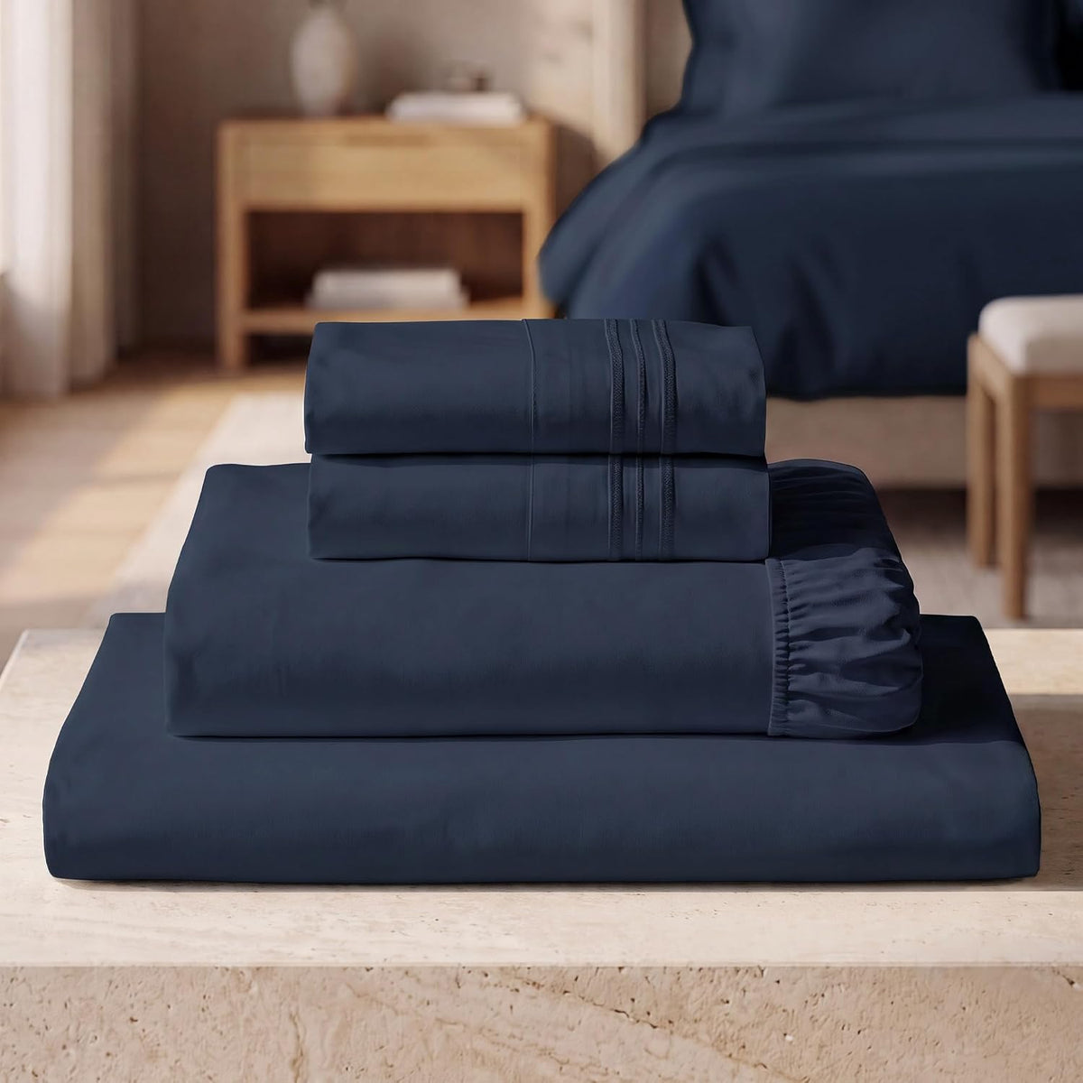 Mellanni Iconic 3-Piece Bed Sheet Set, 16" Deep Pocket (Twin, White)