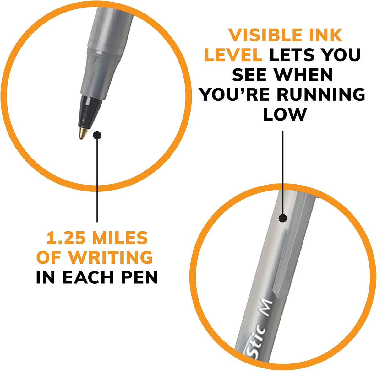BIC Round Stic Xtra Life Ballpoint Pen, Ultra Long Lasting and Consistent Ink Flow, 60-Count in Black Ink Father Jim Norris notebooks