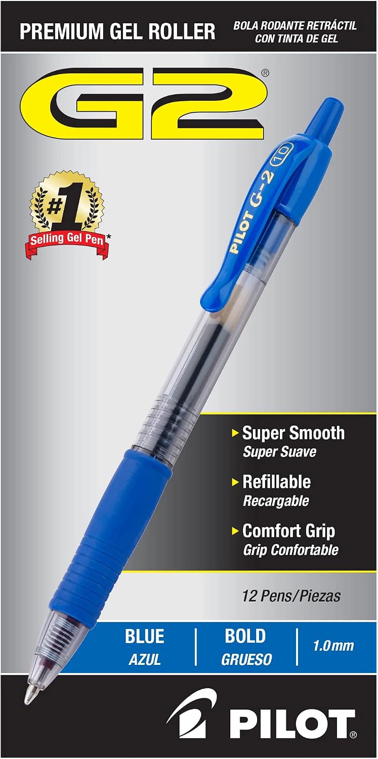 PILOT G2 Premium Gel Pens, Bold Point 1.0mm, Blue Ink, 12-Pack Father Jim Norris notebooks