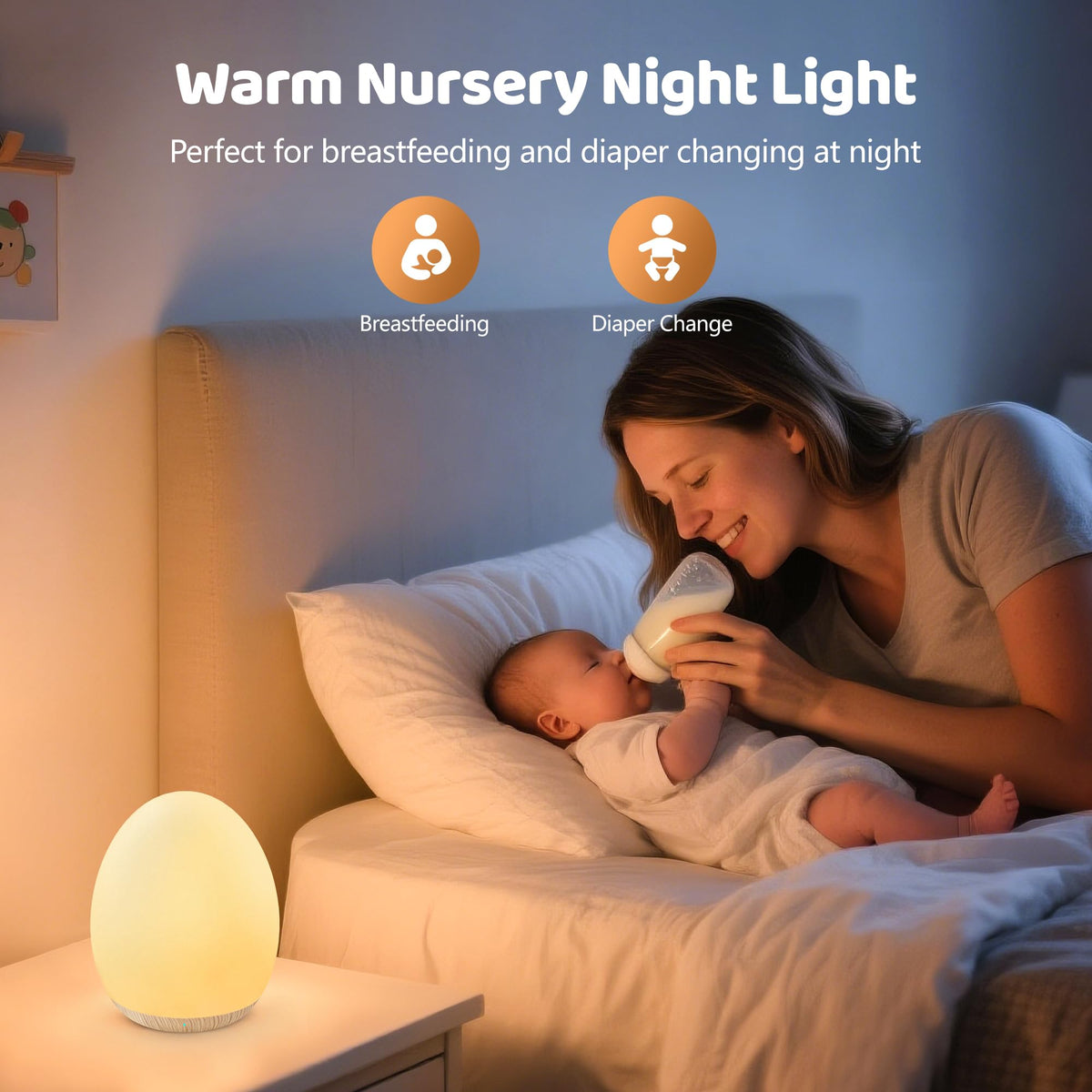 Night Light for Kids, 7 Colors Changing Egg Light for Nursery