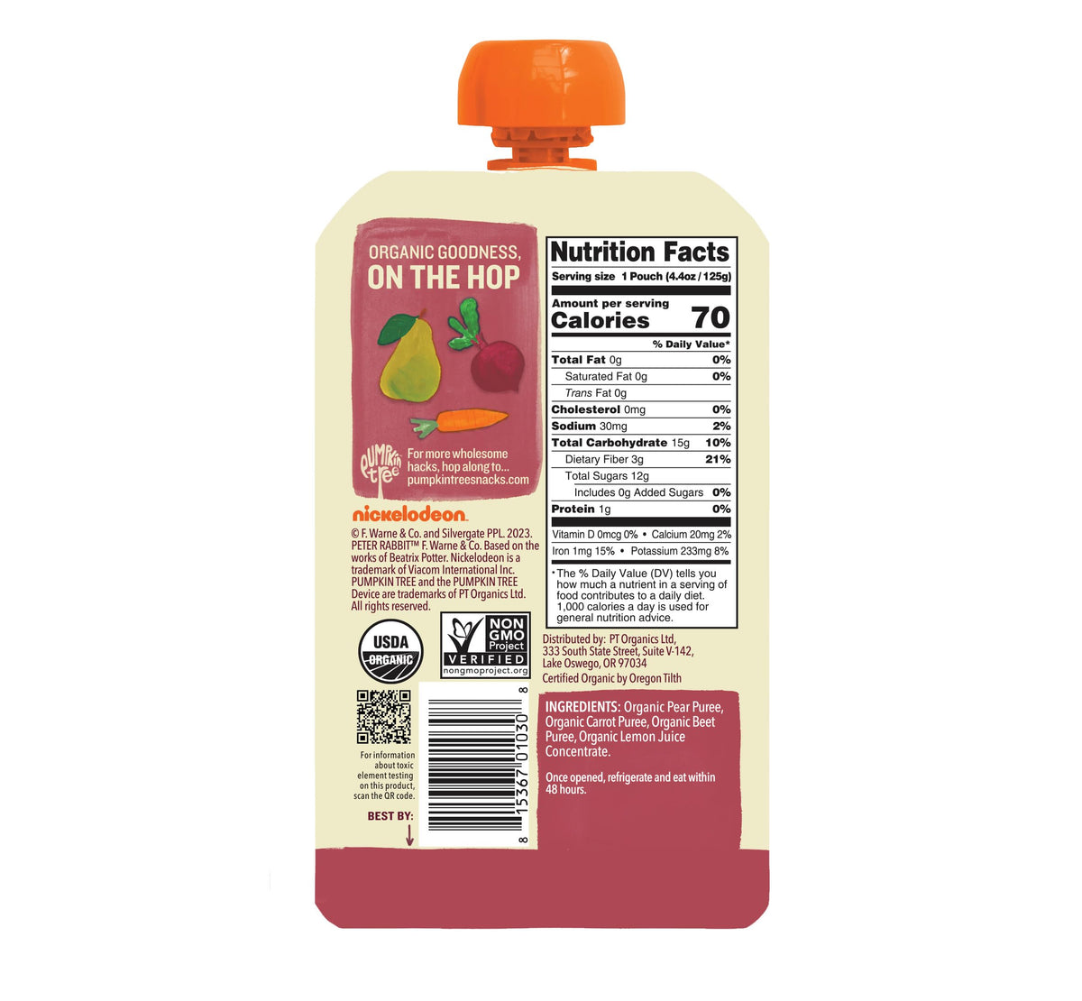 Pumpkin Tree Peter Rabbit Organics Strawberry and Banana Pure Fruit Snack, 4 Ounce (Pack of 10)