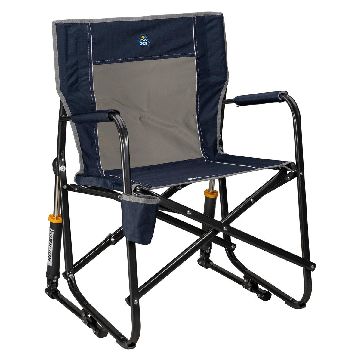 GCI Outdoor Freestyle Rocker XL with Side Table Camping Chair | Portable Folding Rocking Chair with Solid, Durable Armrests, Drink Holder & Comfortable Backrest — Black Father Jim Norris notebooks
