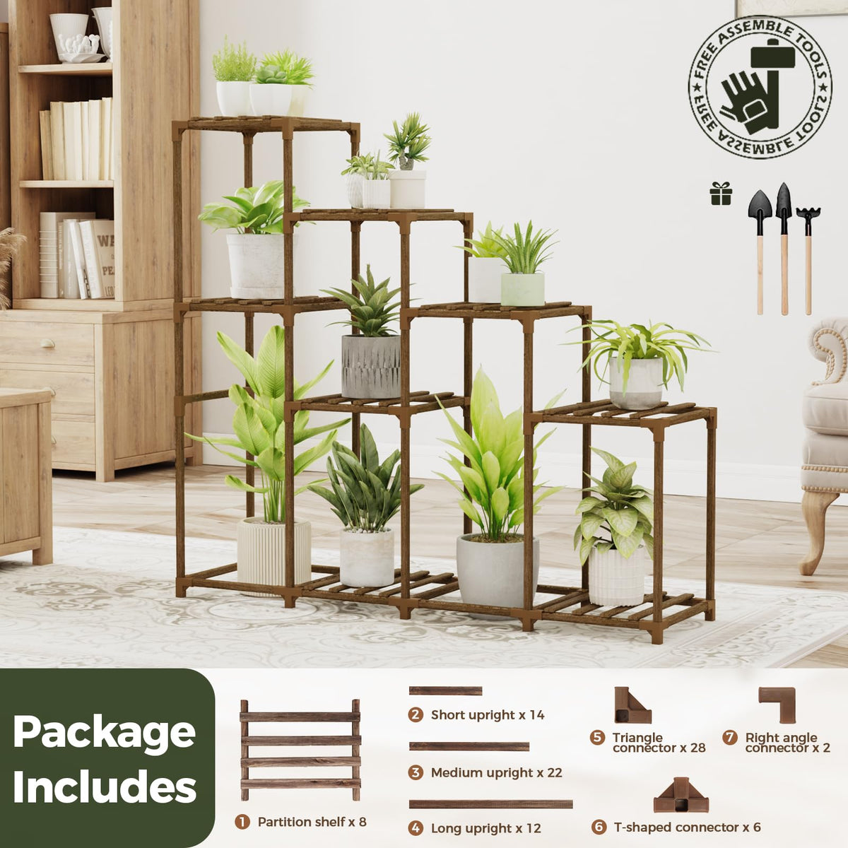 Bamworld Plant Stand Indoor with Flower Fairy Lights Battery Plant Shelf Father Jim Norris notebooks