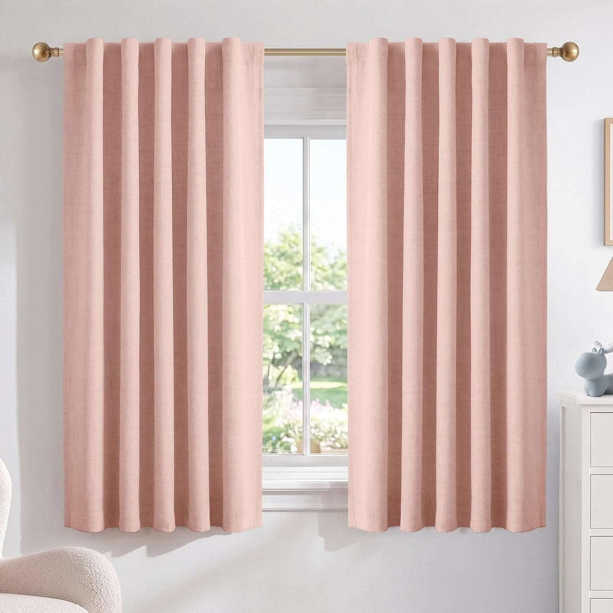 Blush Pink Total Blackout Sliding Door Curtains 96 Inches Long