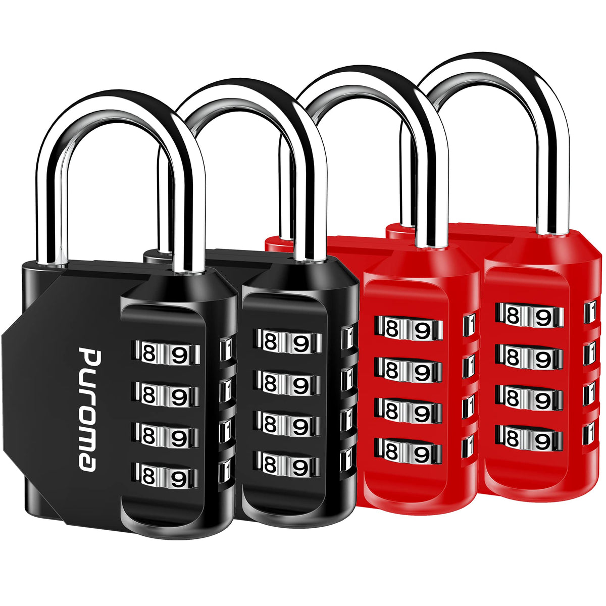 Puroma 2 Pack Combination Lock Locker 4 Digits Combo Padlock Gym Black