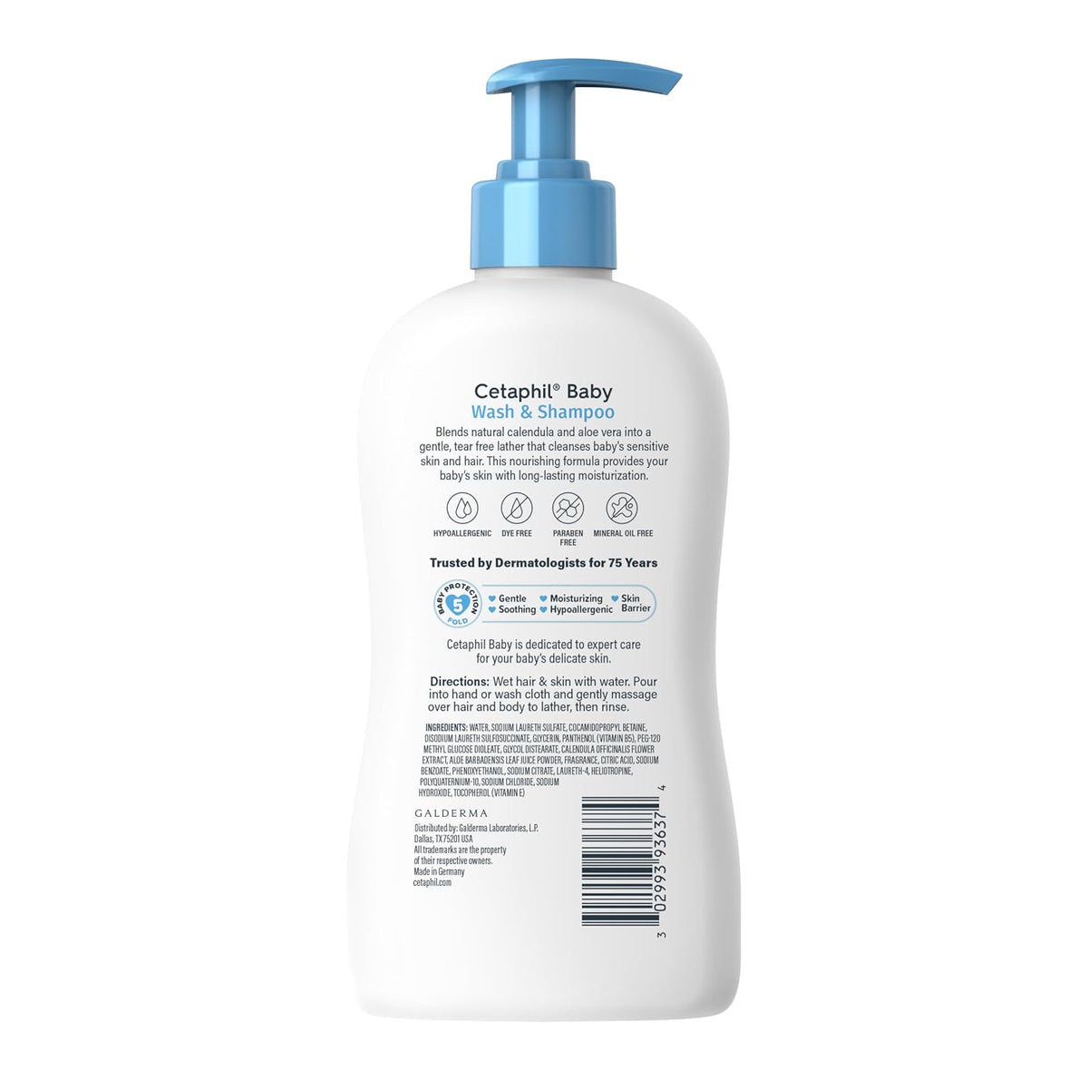 Cetaphil 2-in-1 Baby Shampoo & Body Wash, Tear Free, Calendula, 7.8oz