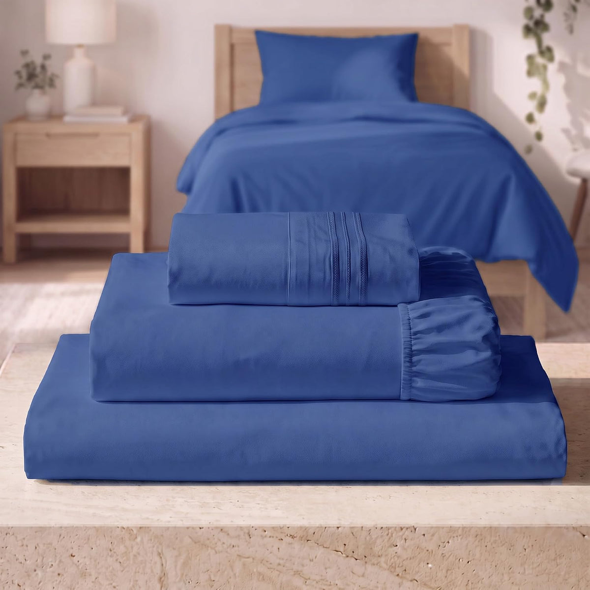 Mellanni Iconic 3-Piece Bed Sheet Set, 16" Deep Pocket (Twin, White)