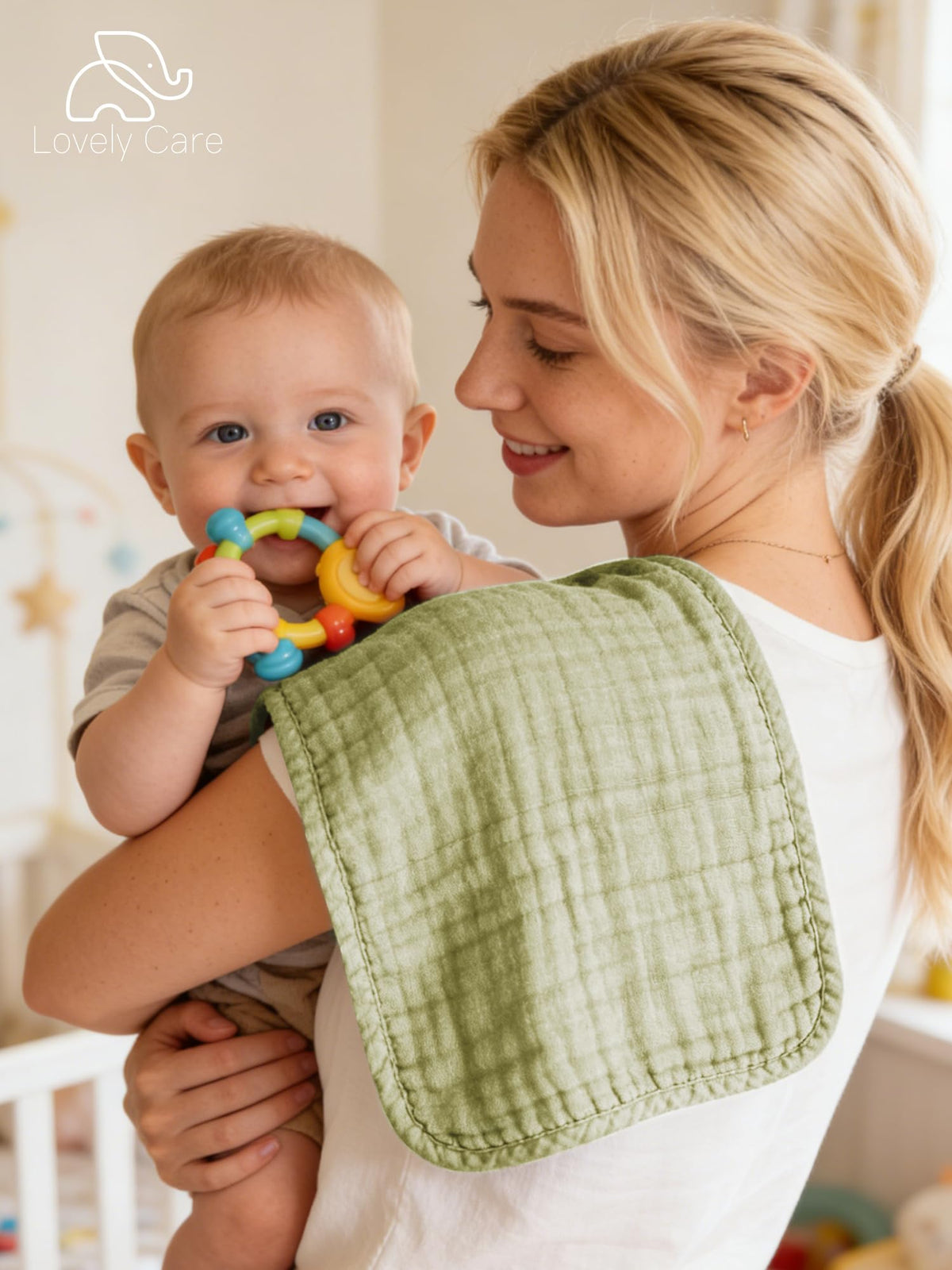 Lovely Care 12 Pack Muslin Burp Cloths 100% Cotton Muslin Cloths Large 20''x10'' Extra Soft and Absorbent Baby Burping Cloth - White