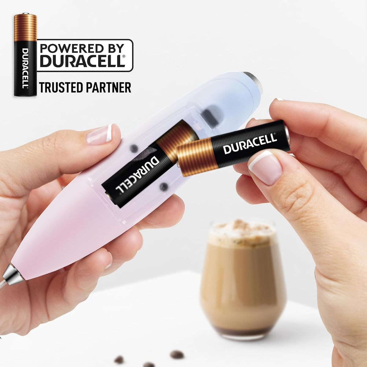 Zulay Kitchen Powerful Milk Frother Wand With Duracell Batteries - Ultra Fast Handheld Drink Mixer - Electric Whisk Foam Maker for Coffee, Lattes, Cappuccino & Matcha - Triple Whisk - Queen Turquoise