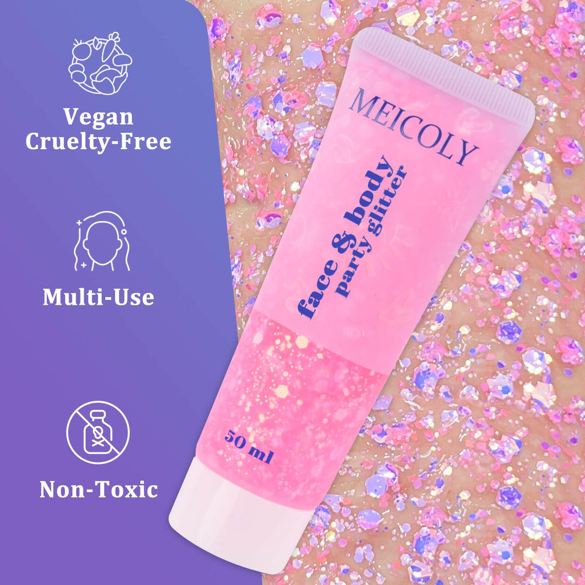 Clear White Face Body Glitter Gel, Halloween Mermaid Fairy Hair Glitter Makeup for Kids