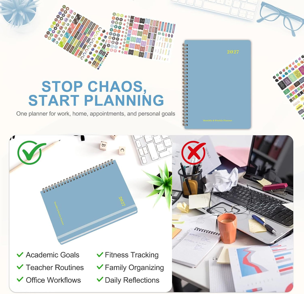 2027 Planner, Weekly and Monthly Calendar Planner Book, A5(6.3'' x 8.5'') Father Jim Norris notebooks