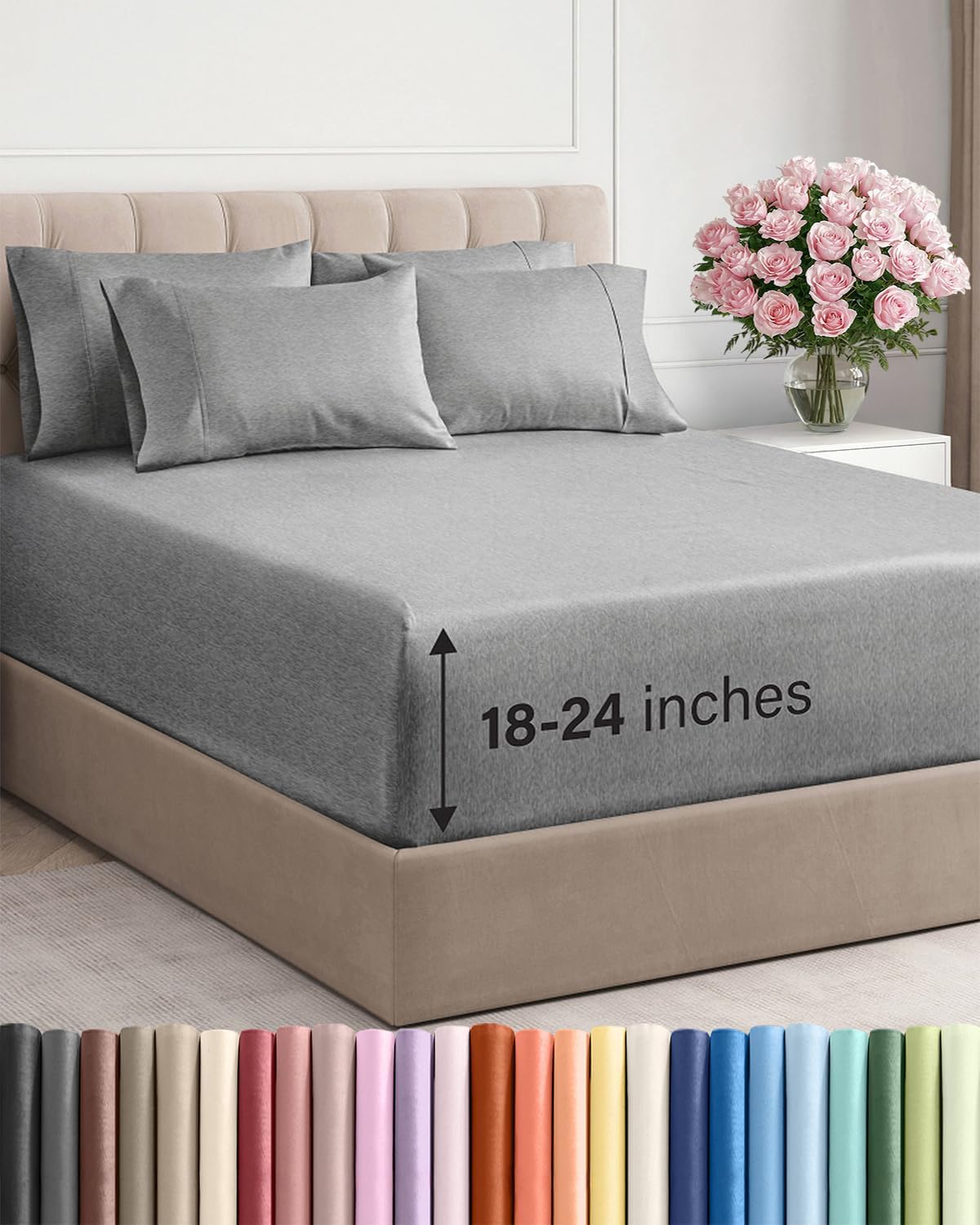 CGK Extra Deep Twin XL Sheet Set - 4pc College Dorm Room - Coral