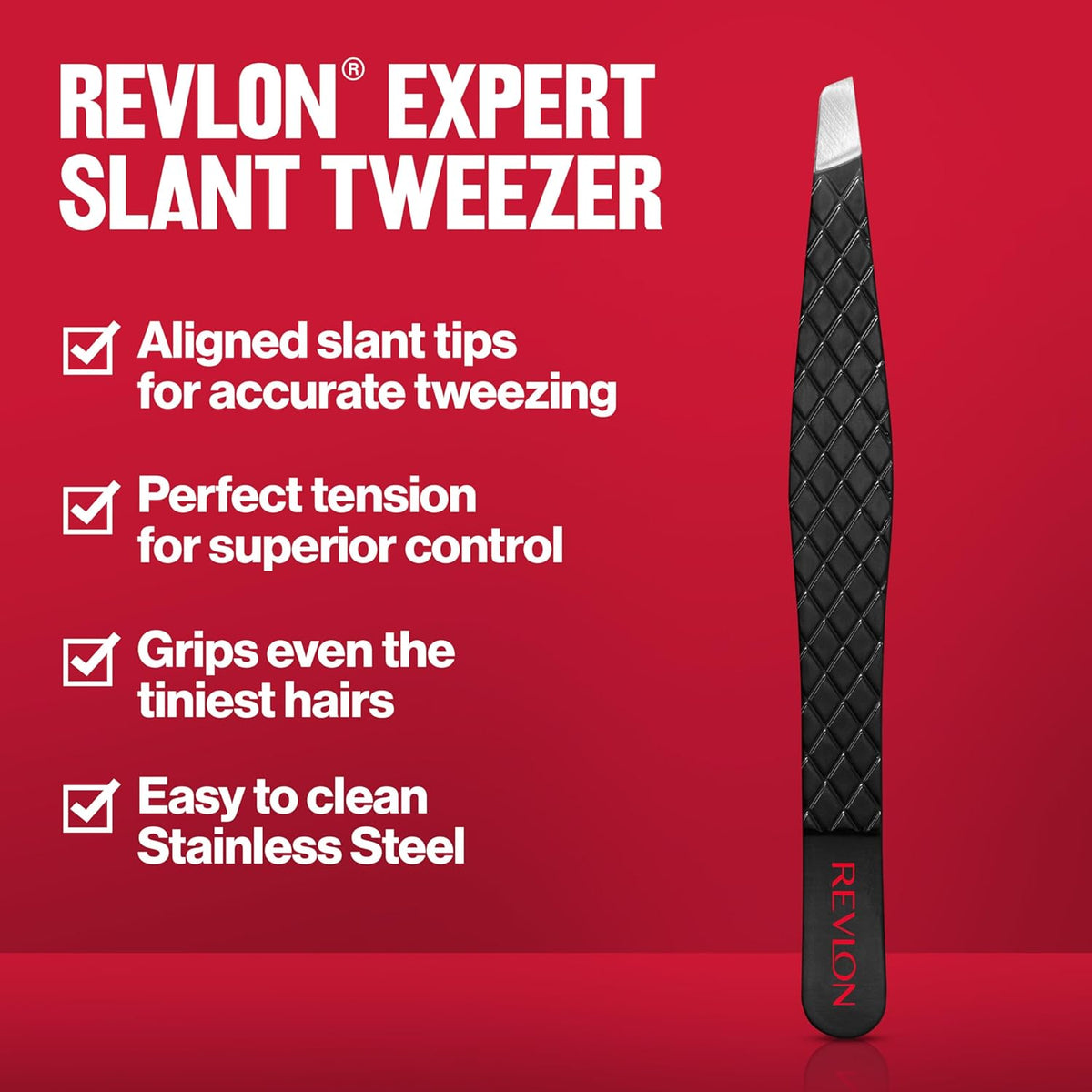 Revlon Expert Slant Tip Tweezer, Black, 1 Count