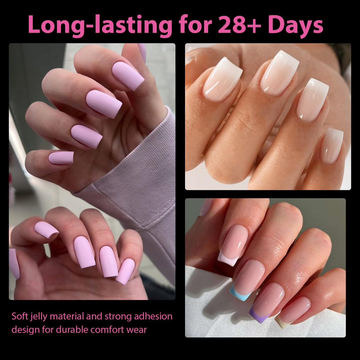 UNA GELLA Short Almond Nail Tips 504PCS Short Fake Nails Soft Press Ons
